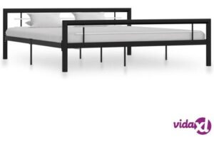 Bild von vidaXL Bed Frame without Mattress Black and White Metal 180×200 cm Super King