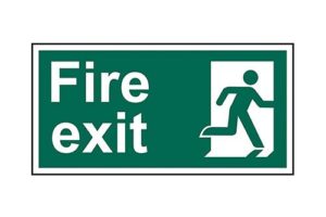 Bild von Spectrum Industrial PVC “Fire Exit” Right Running Man Sign 400mm x 200mm