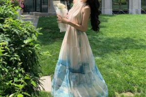 Produktbild von SHEIN Ombre Floral Print Sleeveless Midi Dress For Women,Casual Women Dresses Blue Women