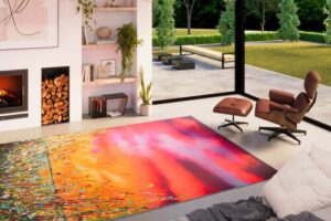 Bild von Washable Vibrant Floral Designer Rug – Blooming Hope – Jacqueline Rooney – 120cm x 170cm