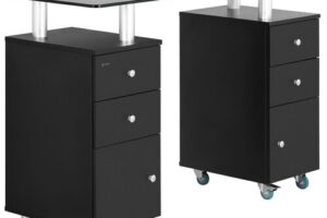 Bild von physa Manicure Station – 1,200 x 515 x 810 mm – Black – on 8 castors PHY-MT-5