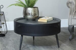 Bild von Round Grey Metal Coffee Table Material: Furniture