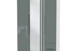 Bild von Welcome Monaco Gloss 3 Door 2 Small Drawer Tall Mirrored Triple Wardrobe Assembled