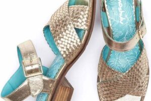 Bild von Metallic Crossover Toe Peep Sandals Women’s   Size 5 / 38   Sapporo Moshulu – 5 / 38