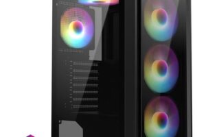 Produktbild von CiT Blade Black Tempered Glass ATX Gaming Case with 6 x Inner-Ring ARGB Fans and 6-Port Hub – CIT-BLADE-B