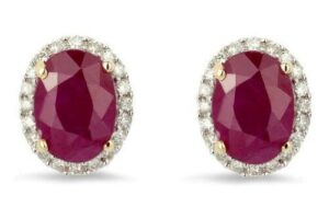 Produktbild von Margot Fox Forever Classic Ruby & Diamonds Oval Stud Earrings – female