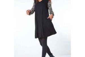 Bild von Roman Contrast Leopard Print Swing Dress 10 female